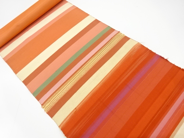 JAPANESE KIMONO / ANTIQUE BOLT FOR NAGOYA OBI / SILK / WOVEN STRIPE